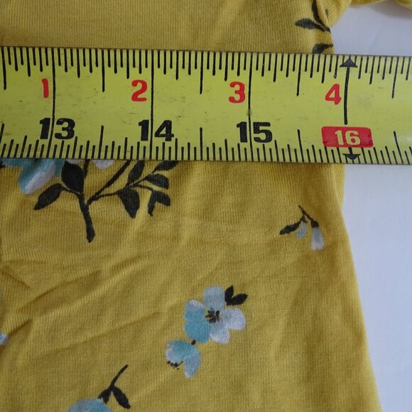 Old Navy Yellow Floral Button Up Short Sleeve Top Women Size XS Jersey Knit - Picture 7 of 8
